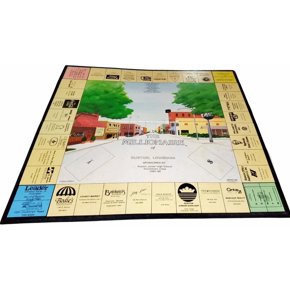 Vtg 1987 Millionaire Game Ruston LA Ltd Ed Board Game Jr High Fundraiser 87 READ